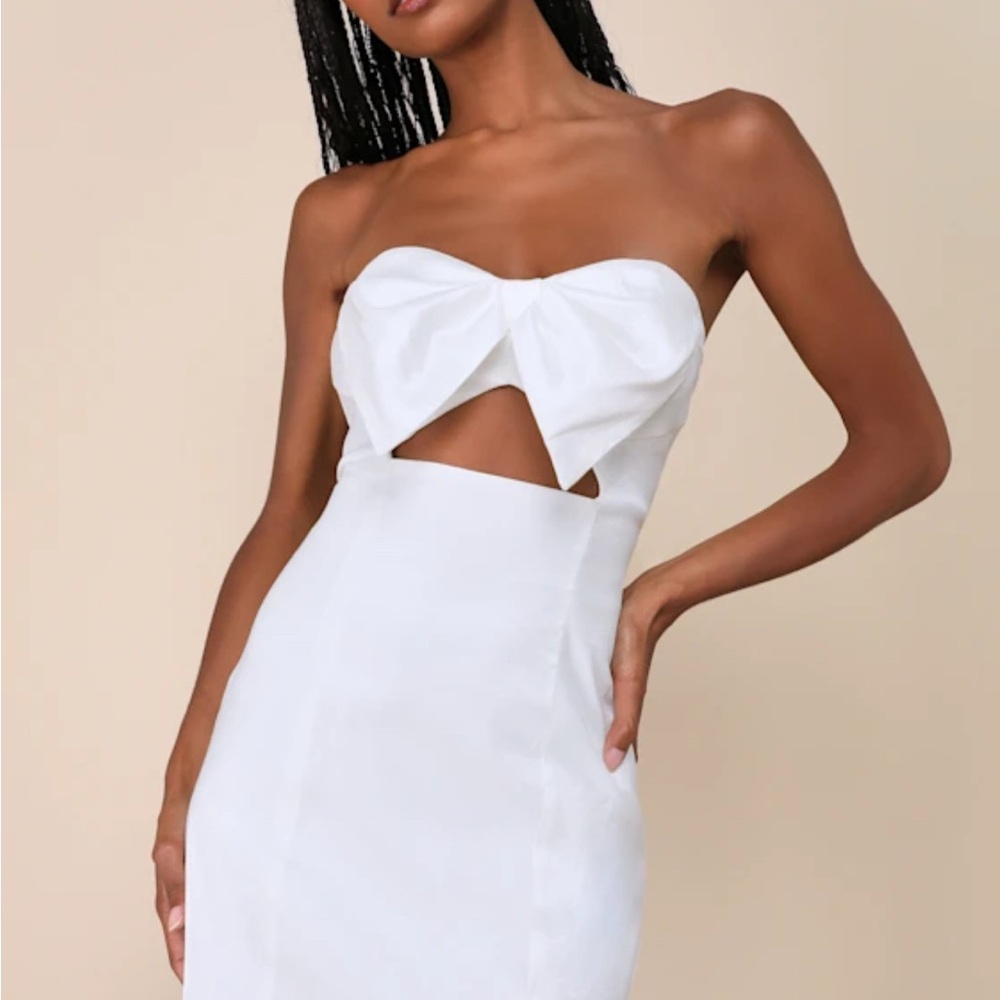 Lulu's Chic White Strapless Dress